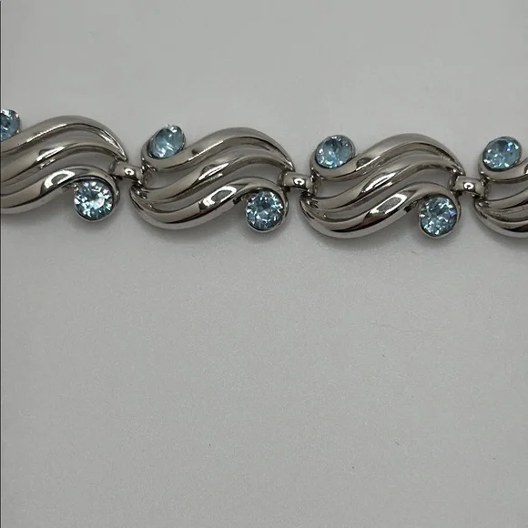 Trifari Silver Bracelet with Blue Accents - Picture 6 of 7